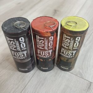 Belgium/szurkolói  csomag(3 db/csomag)Füstgyertya_90_gránát_sárga_piros_fekete